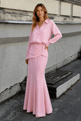 Elegant Creative Street Style Solid Long Sleeve Shirtdress Two Piece Set