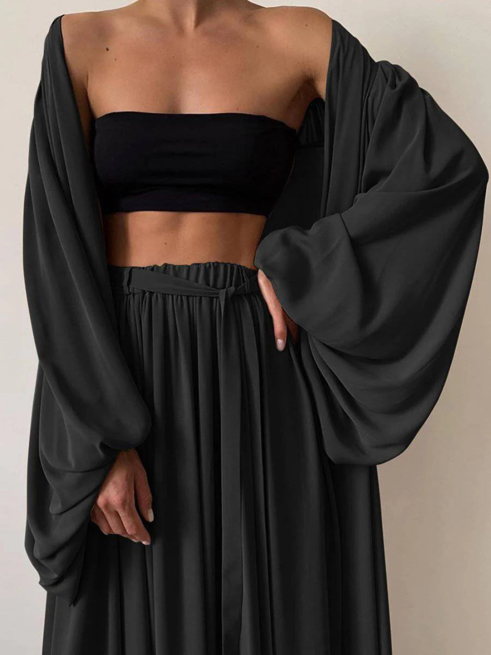 Long Shirt Wide Leg Pants Set