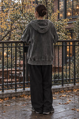 Solid Washed Distressed Hoodie