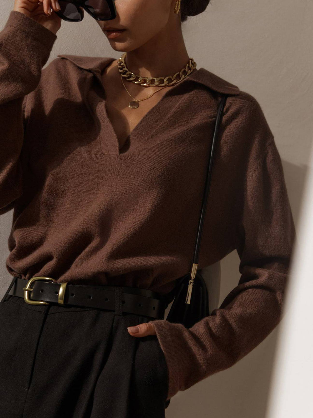 Knitted Polo Neck Sweater