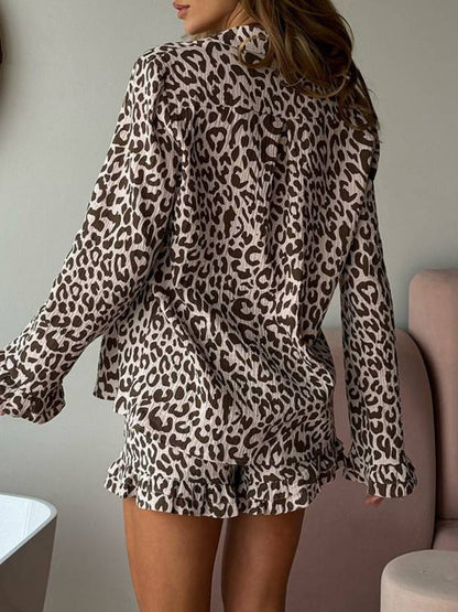Long Sleeve Leopard Sleepwear Set