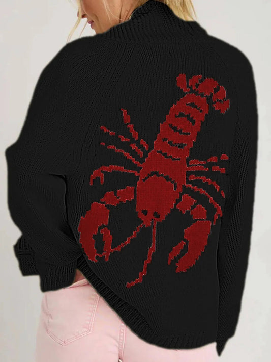 Lobster Graphic Cardigan Sweater