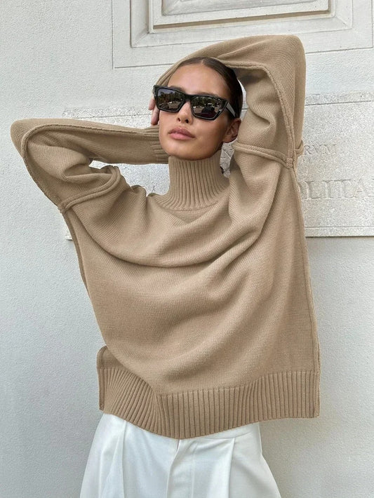 Bornladies Solid Turtleneck Sweater