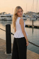 Cotton & Linen Pleated Back Tie Top
