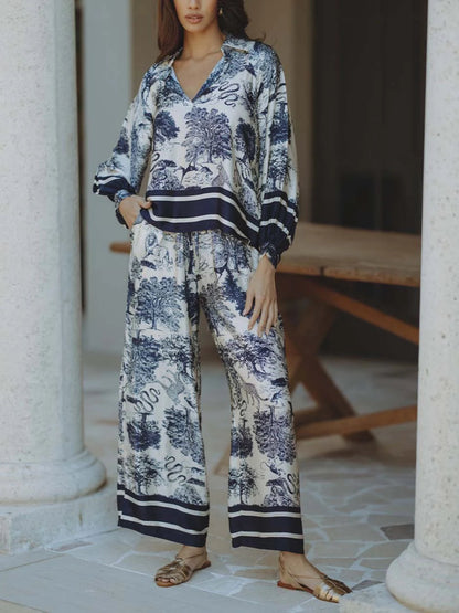 Satin Jungle Floral Print Set