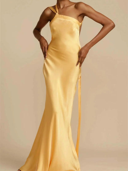 Sleeveless Asymmetric Neck Dress