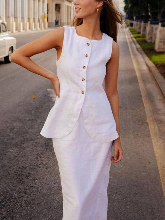 Square Neck Vest & Skirt Set