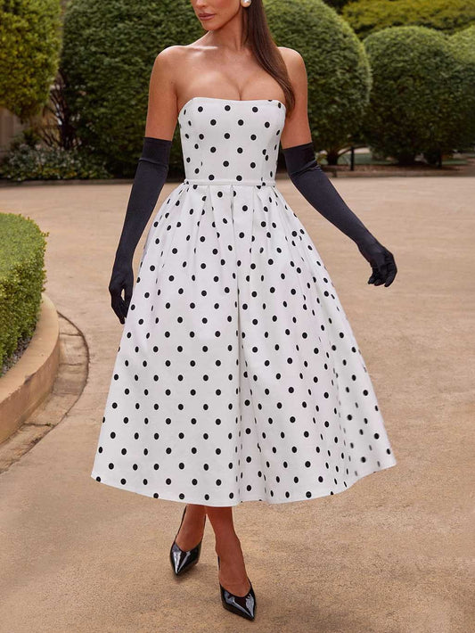 Elegant Retro Polka Dot Print Dress