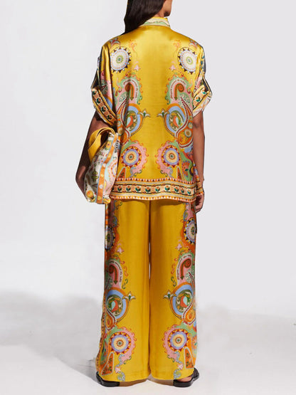 Satin Paisley Print Oversized Set