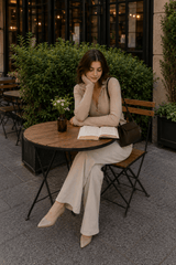 Solid Color Retro Knit Blouse