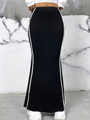 Black Solid Bodycon Mermaid Skirt