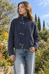 Toggle Buckle High Collar Utility Jacket
