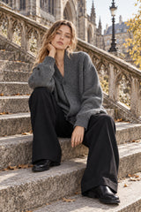 Chunky Knit Cross Button Sweater