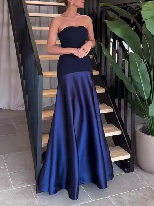 Strapless Sleeveless Fitted Solid Dress