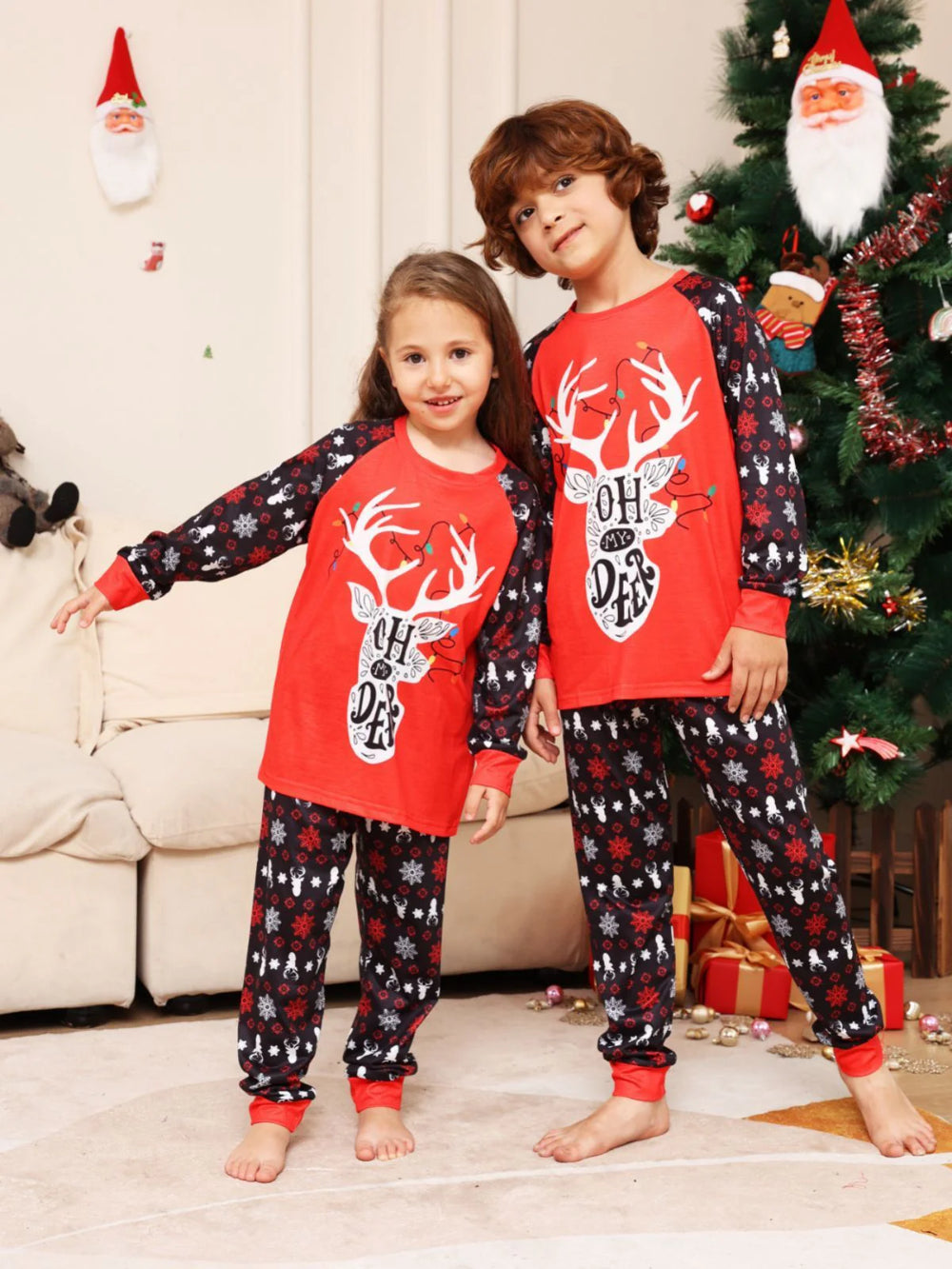 Red ChristRed Christmas Family Pajama Set(with Pet's dog clothes)
