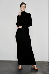 DressBetty - 2024 Elegant Spring Turtleneck Knitted Ribbed Sheath Midi Bodycon Dress