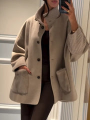 Knitted Faux Fur Patchwork Coat