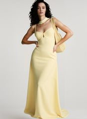 V Neck Tie Back Satin Maxi Dress