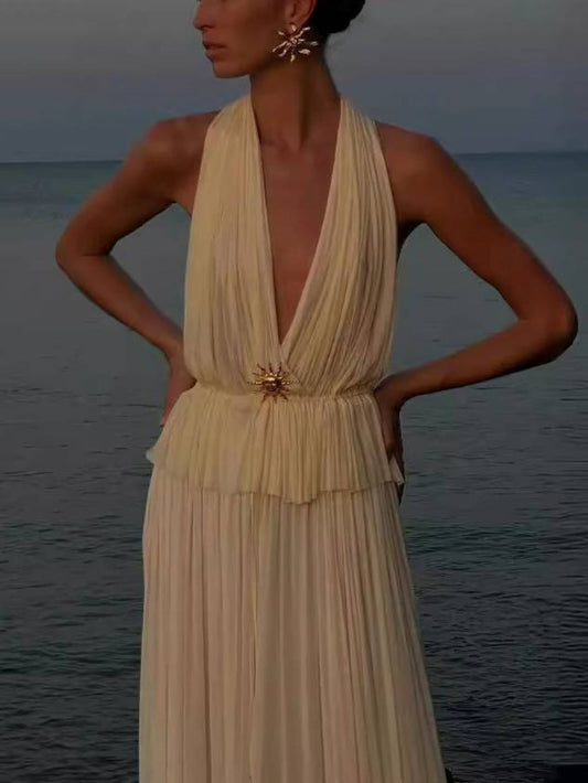 Backless Top and Long Skirt Set