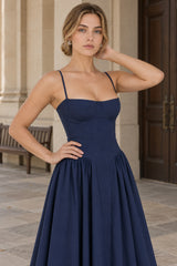 V-Neck Strapless Stylish Midi Dress