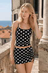 Polka Dot Strapless Skirt Two Pieces Set