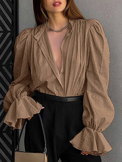 Puff Sleeve Jacquard Blouse