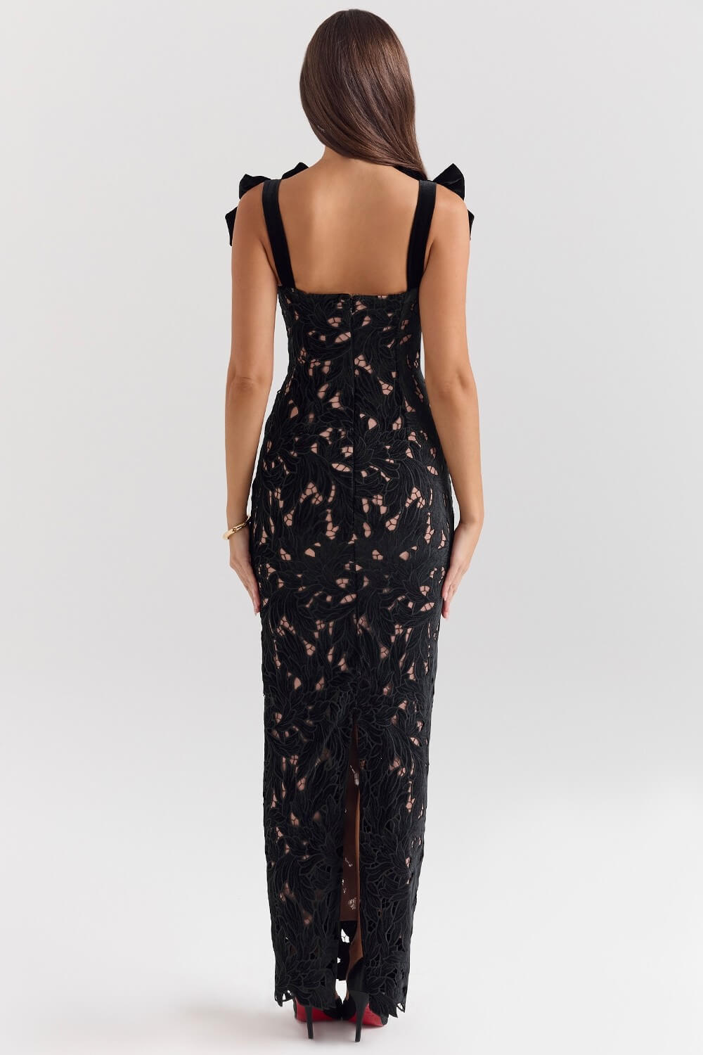 Lace Bow Bodycon Maxi Dress