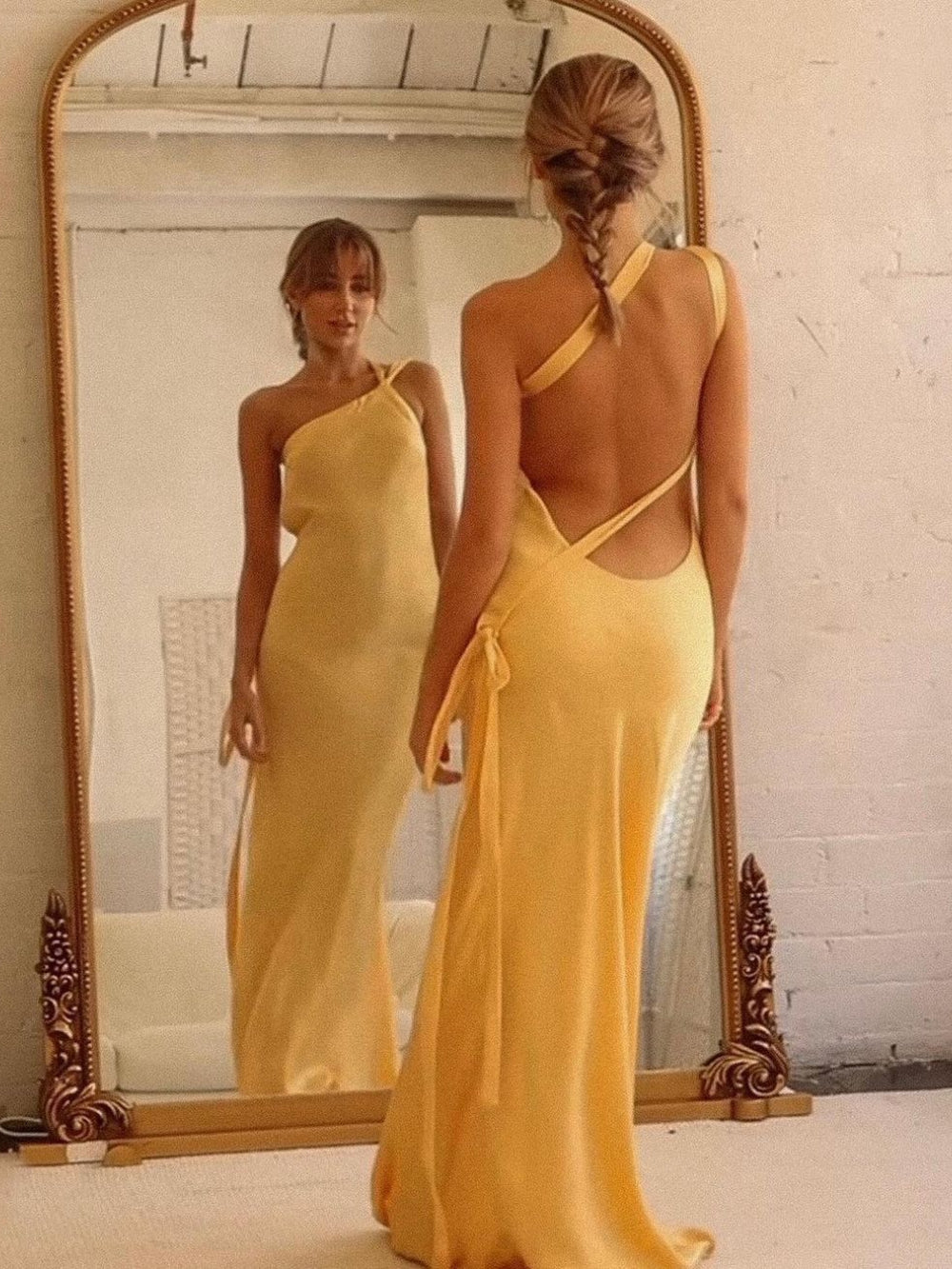 Sleeveless Asymmetric Neck Dress