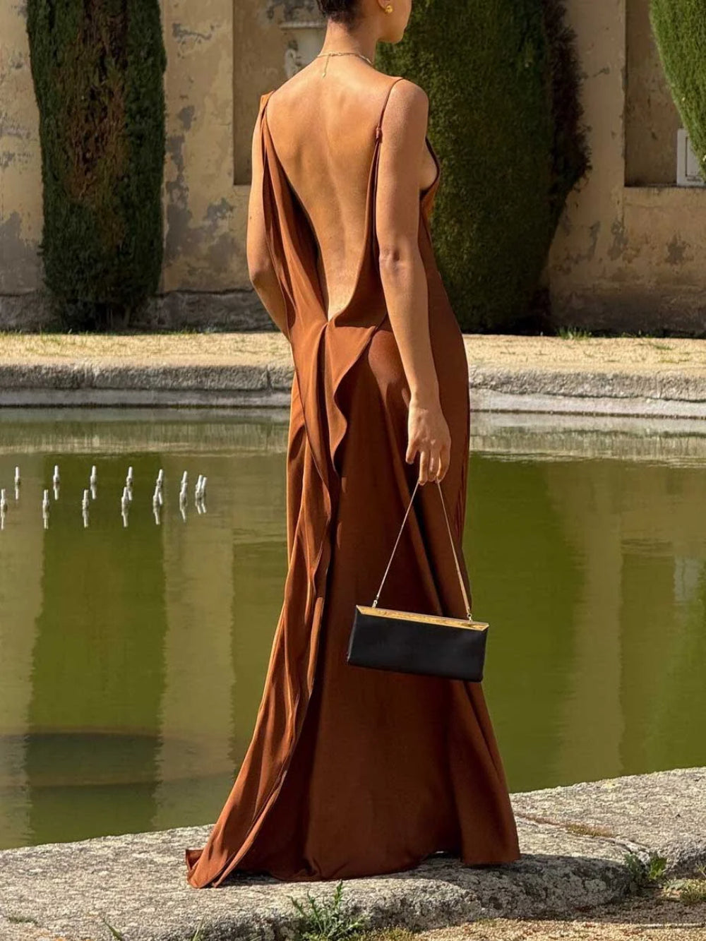 Elegant Sexy Tie Waist Fitted Cami Dress