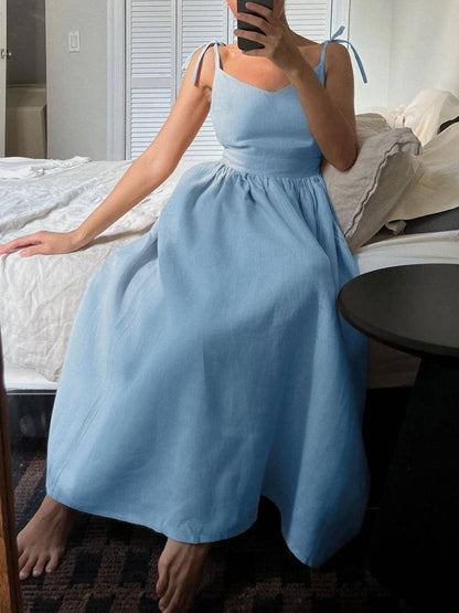 Elegant Sexy Strap Backless Midi Dress