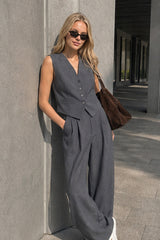 Solid Structured Suit Pants