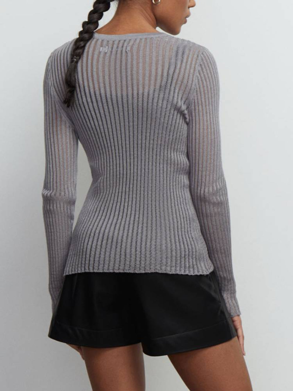 Slim Fit Sheer Crewneck Knit