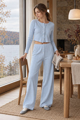 Soft Casual Cutout Jacquard Two Piece Set