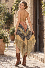 Color Block Print Maxi Boho Dress