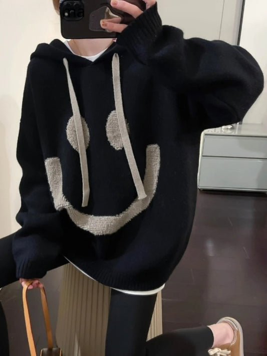Thick Oversized Hooded Knit Pullover