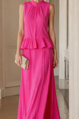 Elaine Pink Sleeveless Charming Ruffle Mermaid Set