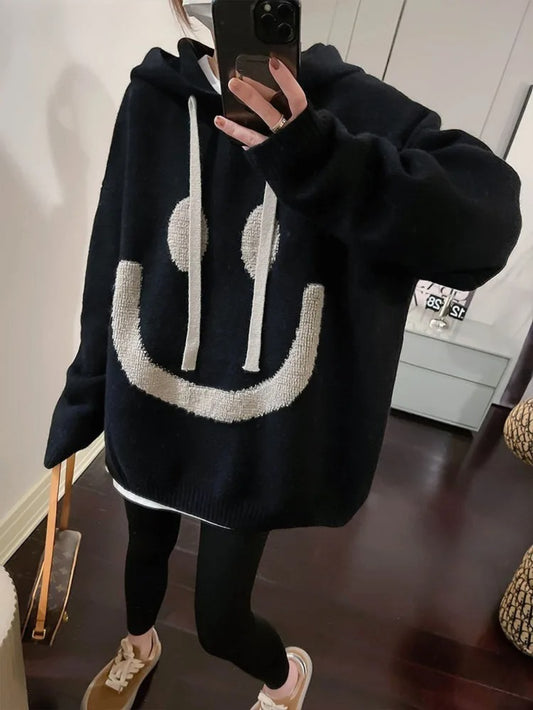 Thick Oversized Hooded Knit Pullover