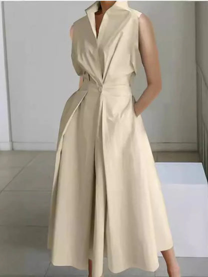 Vertical Collar V-neck A-Line Dress