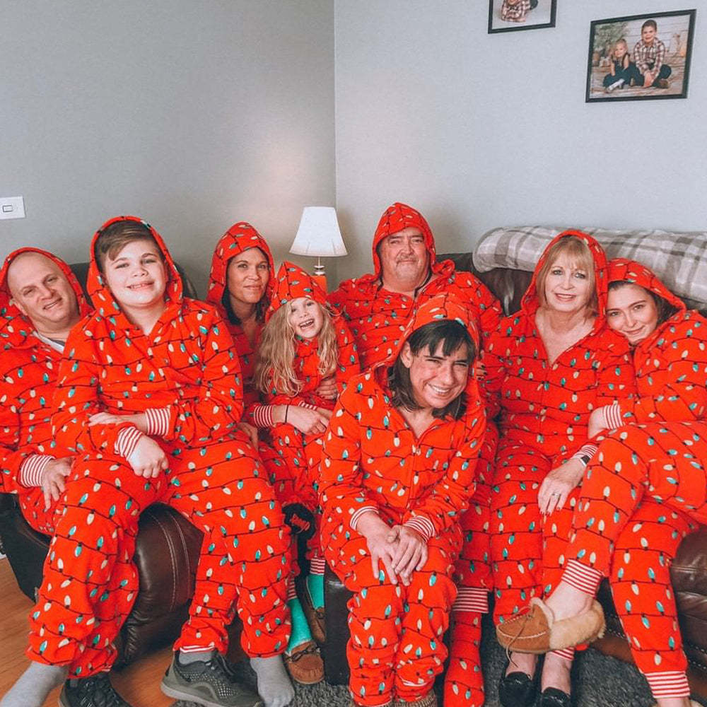 Hooded Xmas Bulb Matching Family Pajamas