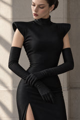 Sleeveless Fitted Solid Slit Maxi Dress