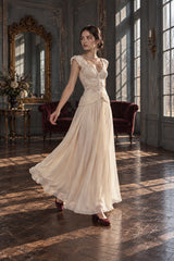 Sheer Lace V Neck Elegant Maxi Dress