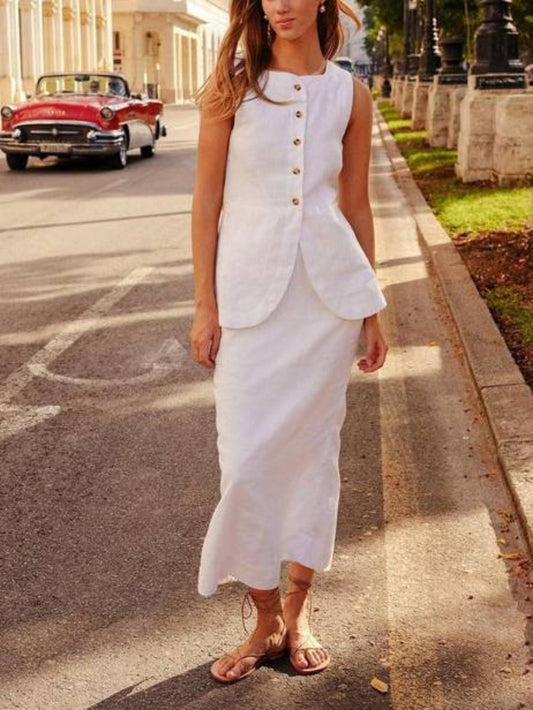 Square Neck Vest & Skirt Set