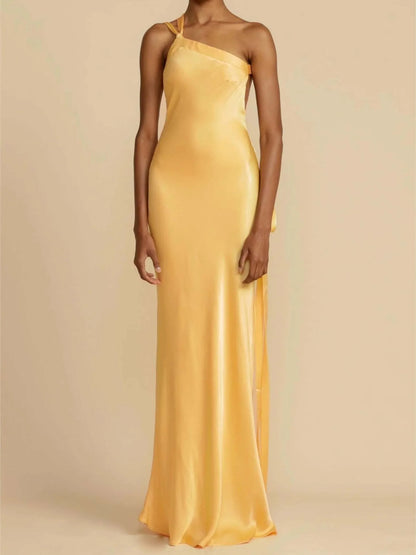 Sleeveless Asymmetric Neck Dress