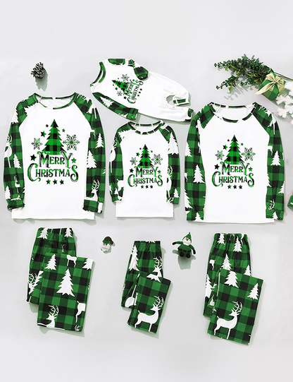 Green Plaid Christmas Family Pajamas (with Pet's dog clothes)