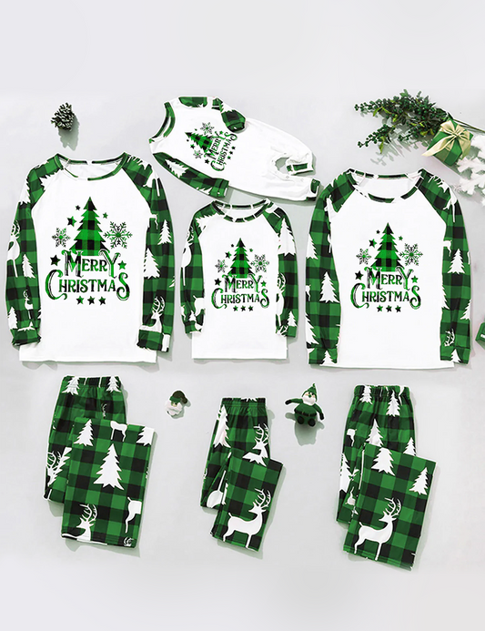 Green Plaid Christmas Family Pajamas (with Pet's dog clothes)