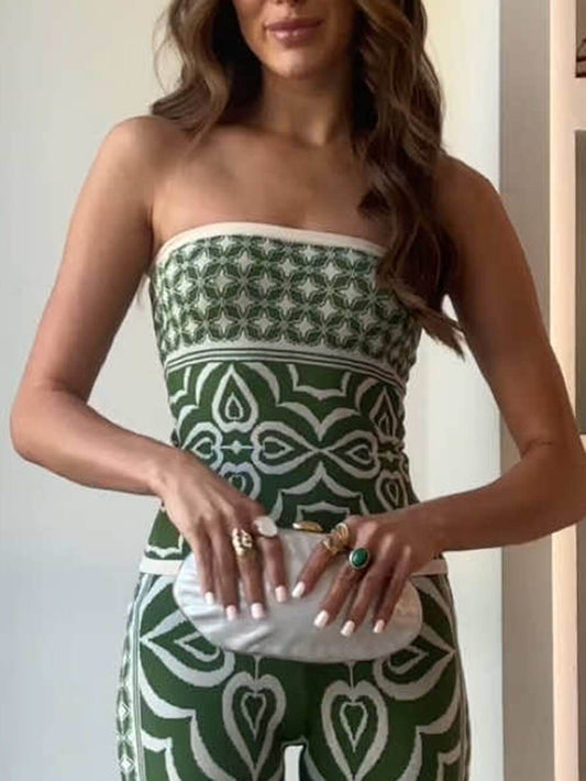 Strapless Knit Jacquard Bandeau Top