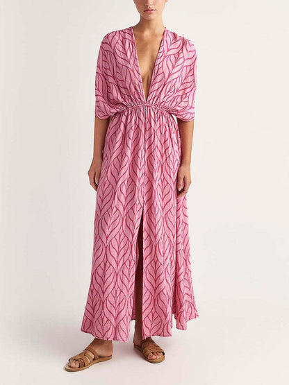 Deep V Neck Sleeveless Slit Dress